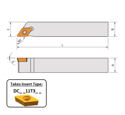 SDACR 1212 K11 (90Deg) Toolholder for Screw on Inserts
